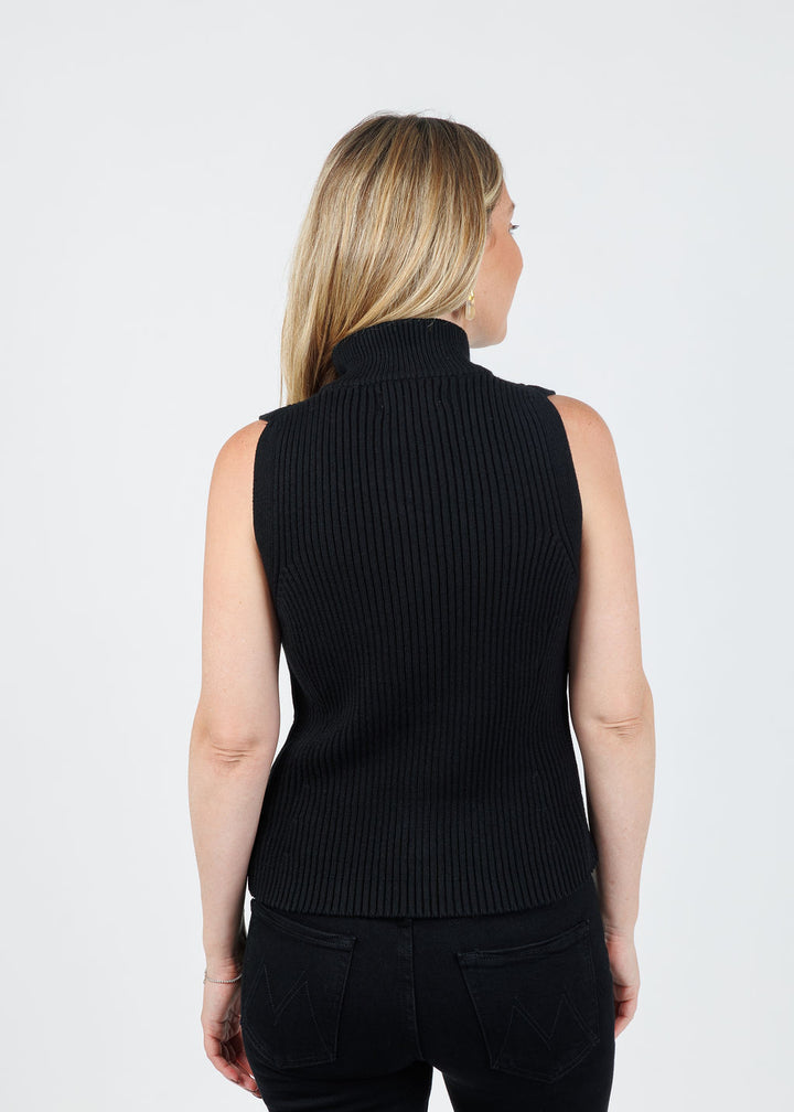Nation Ira Sweater Vest in Jet Black available at Barbara Katz