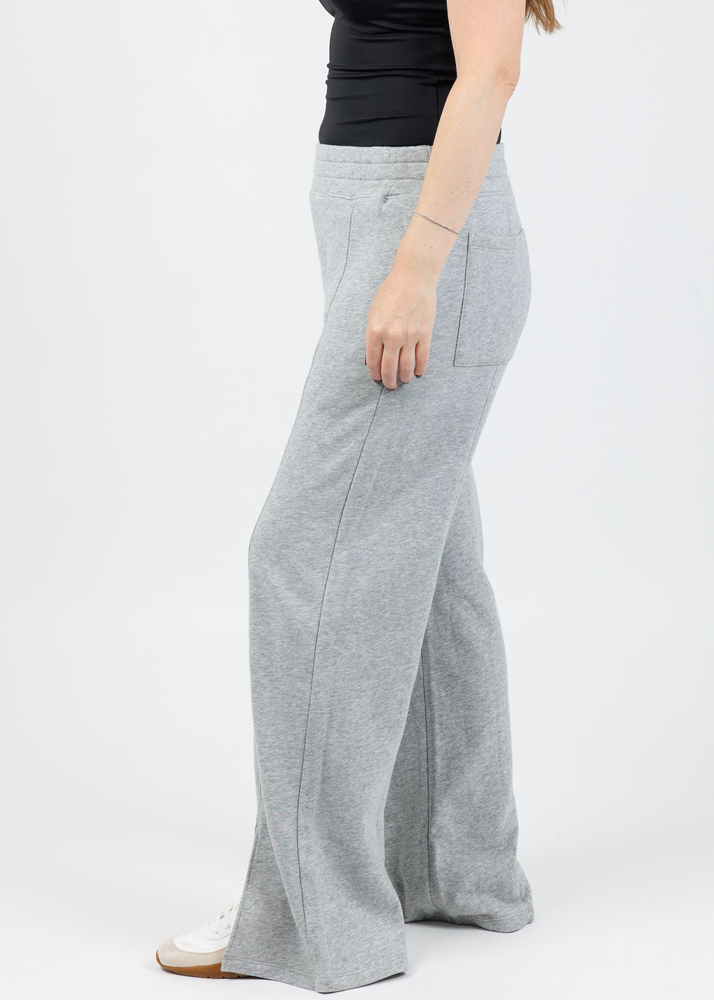Nation Lincoln Front Slit Knit Pants in Heather Grey available at Barbara Katz