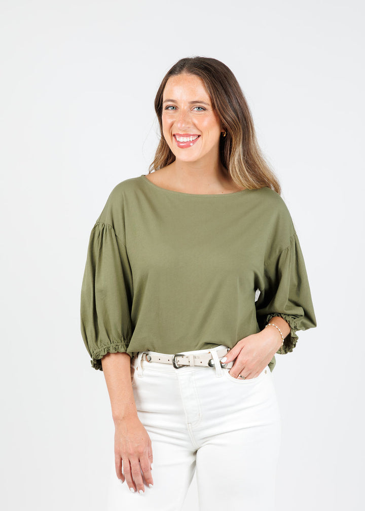 Nation Sandra Boatneck Top in Matcha available at Barbara Katz