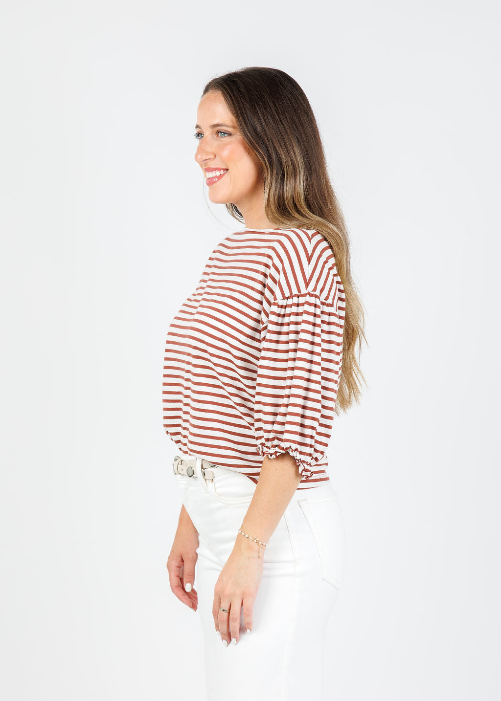 Nation Sandra Boatneck Top in Sable Stripe available at Barbara Katz