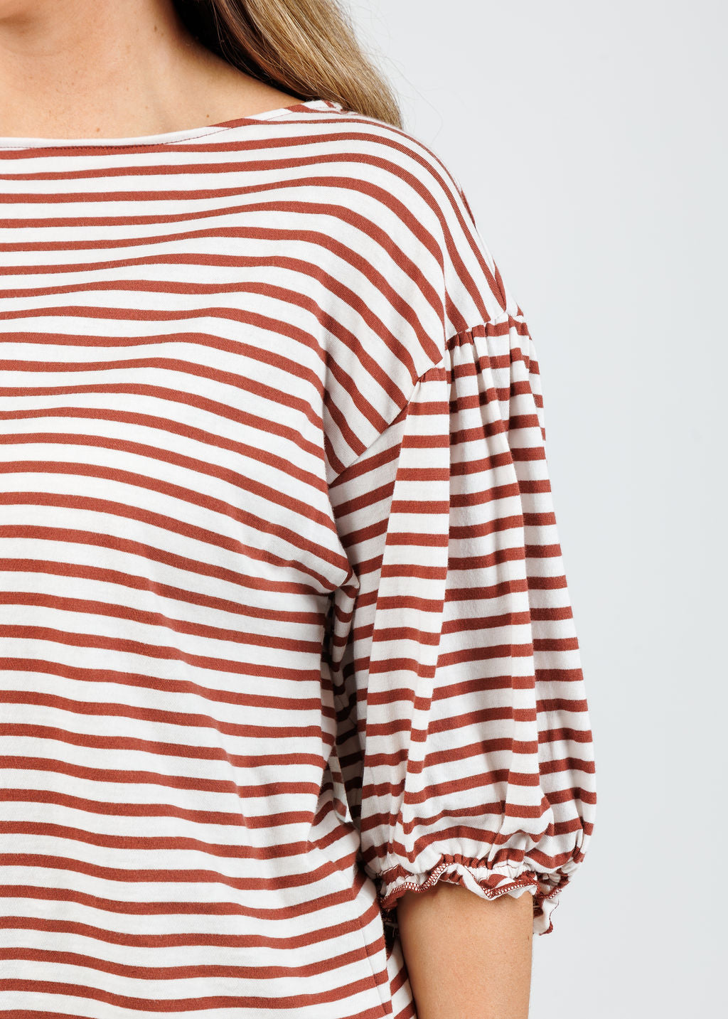 Nation Sandra Boatneck Top in Sable Stripe available at Barbara Katz