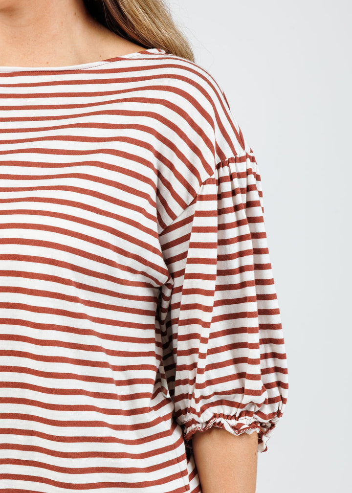 Nation Sandra Boatneck Top in Sable Stripe available at Barbara Katz