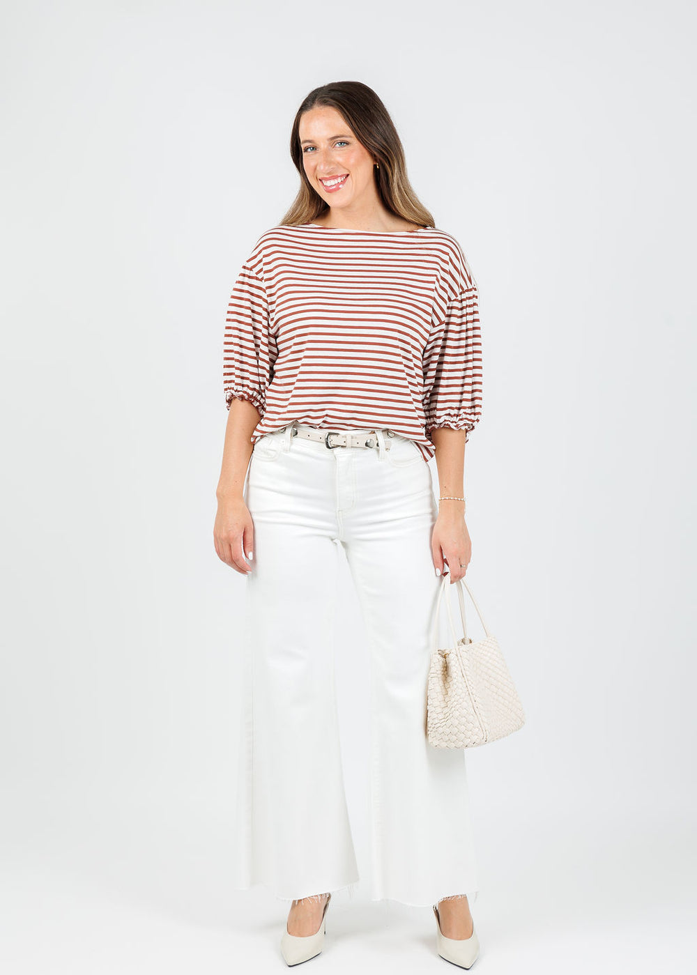 Nation Los Angeles Sandra Boatneck Top in Sable Stripe available at Barbara Katz