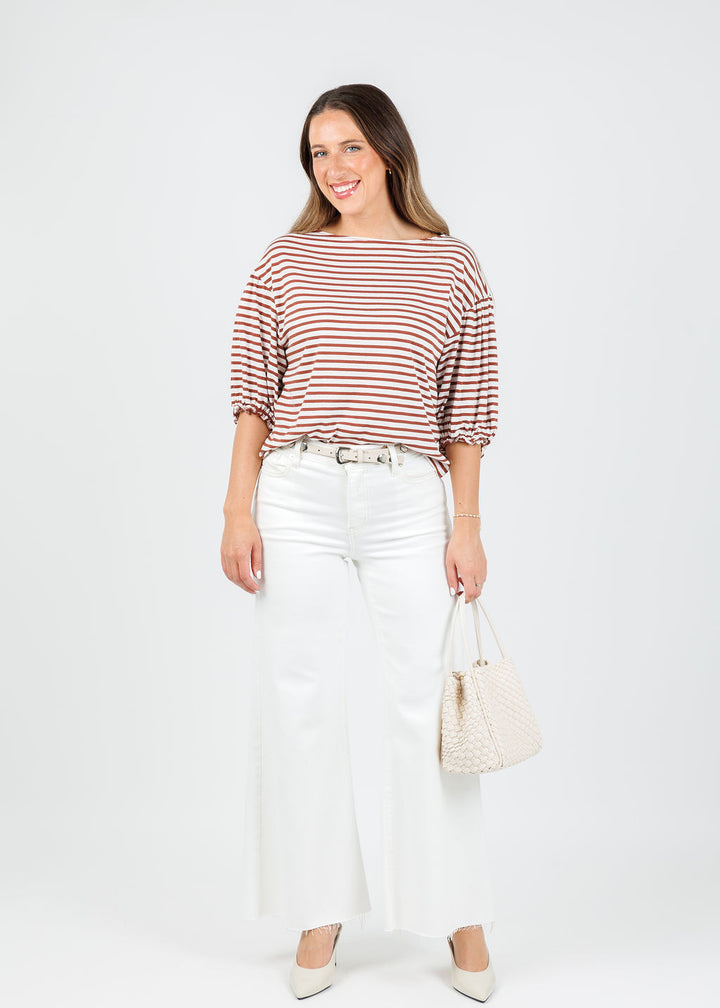 Nation Los Angeles Sandra Boatneck Top in Sable Stripe available at Barbara Katz