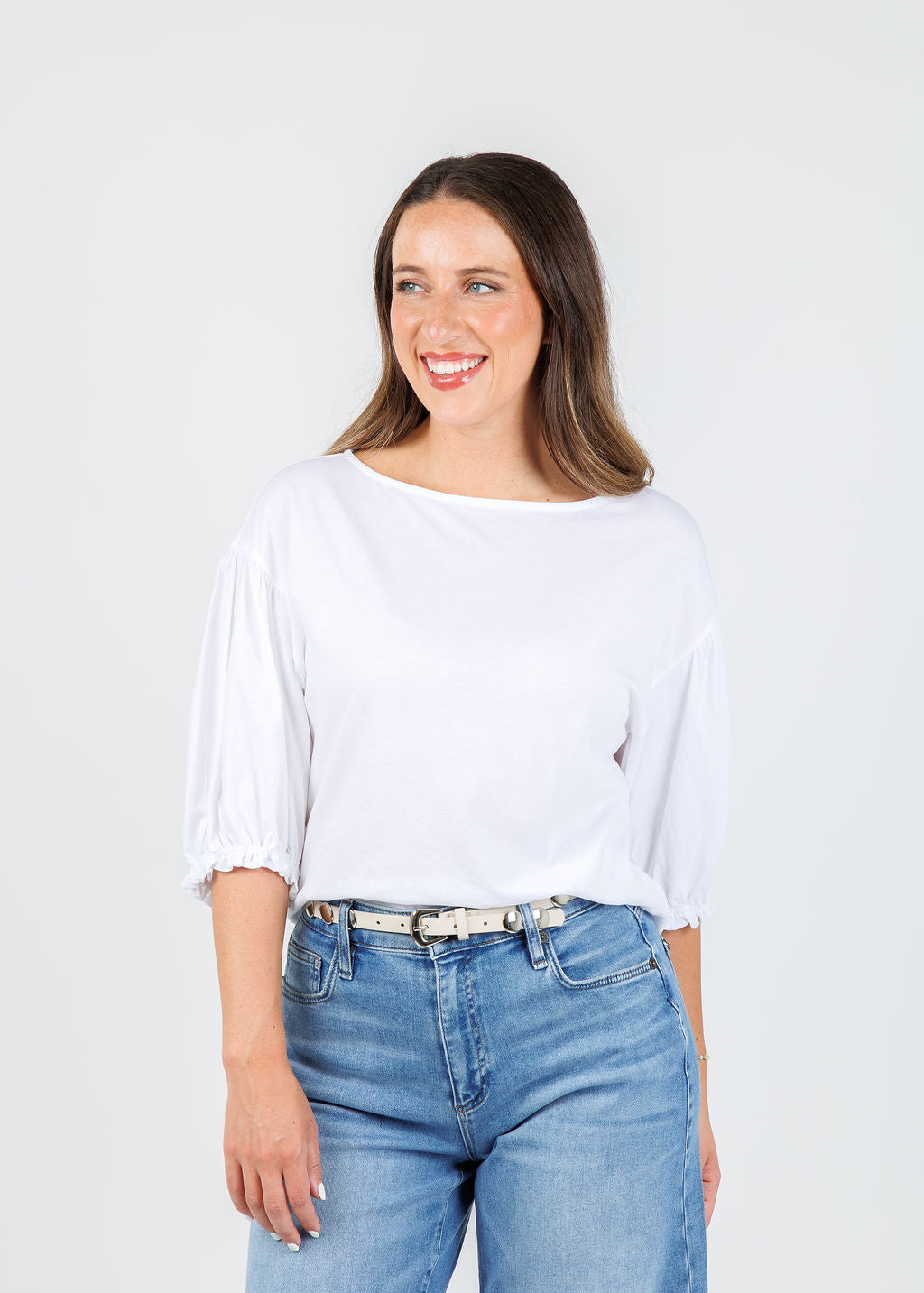 Nation Sandra Boatneck Top in White available at Barbara Katz