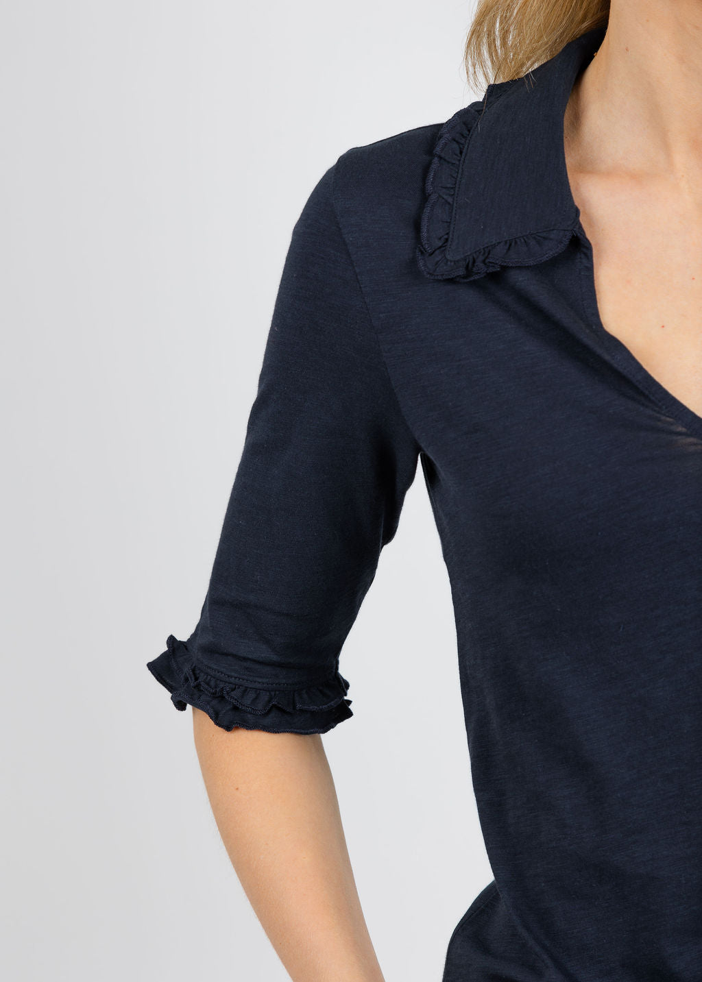 Nation Los Angeles Allison Collared Tee in Night Sky available at Barbara Katz