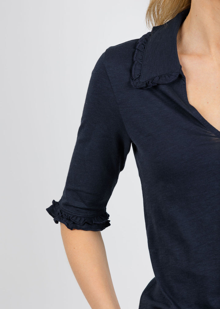 Nation Los Angeles Allison Collared Tee in Night Sky available at Barbara Katz