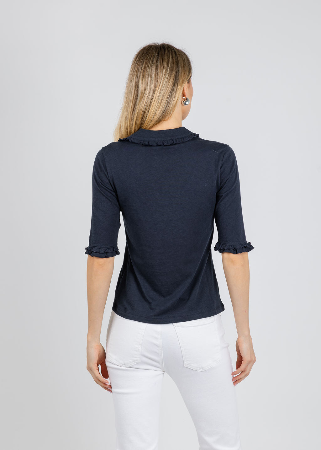 Nation Los Angeles Allison Collared Tee in Night Sky available at Barbara Katz