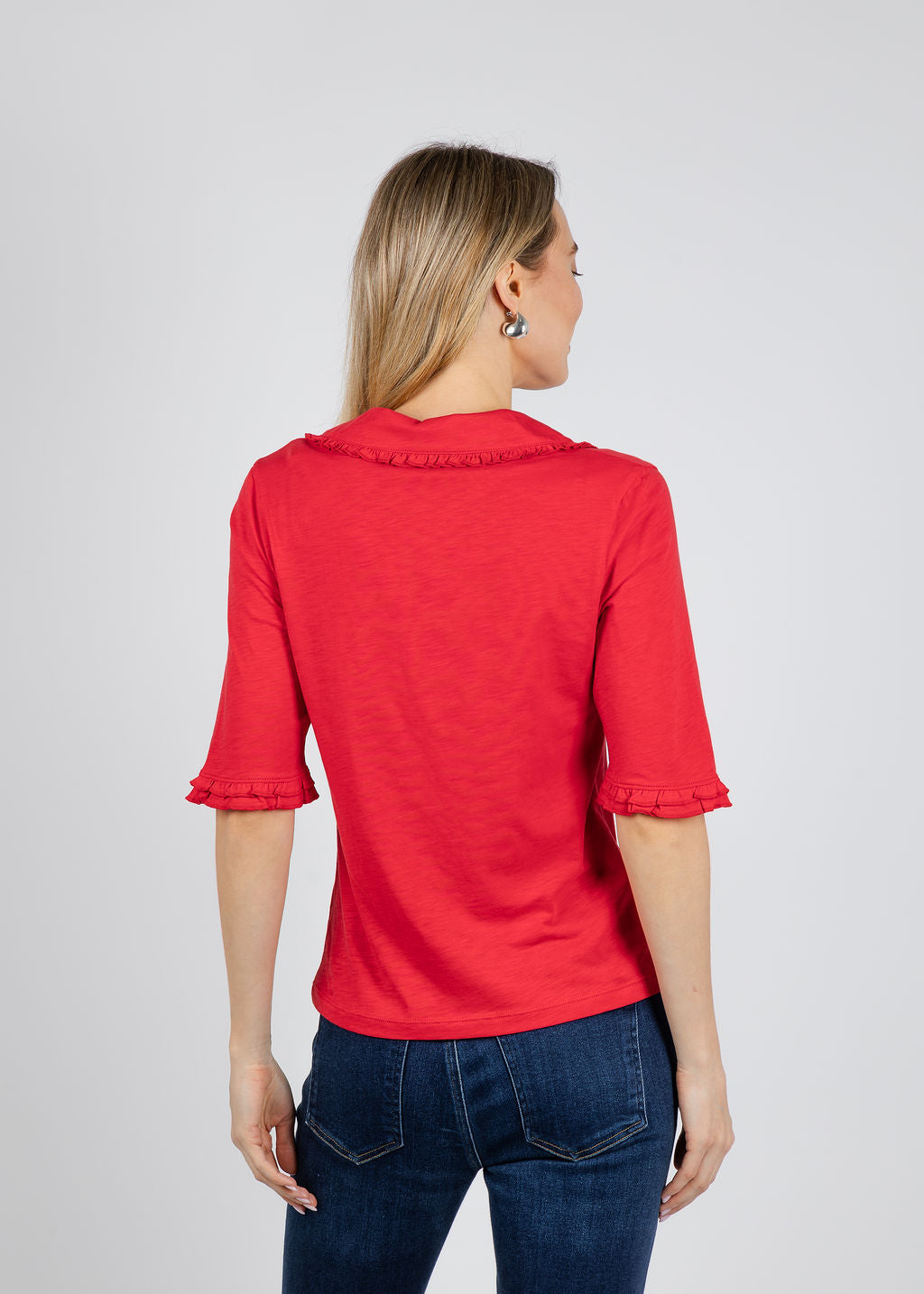 Nation Los Angeles Allison Collared Tee in Tango available at Barbara Katz