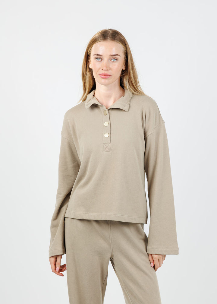 Nation Los Angeles Franz Sweatshirt in Vintage Khaki available at Barbara Katz