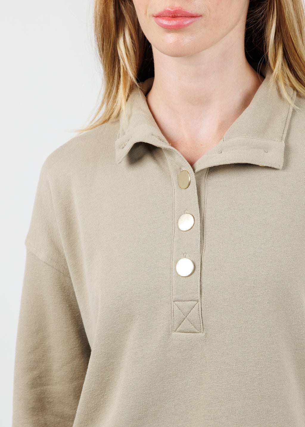 Nation Los Angeles Franz Sweatshirt in Vintage Khaki available at Barbara Katz