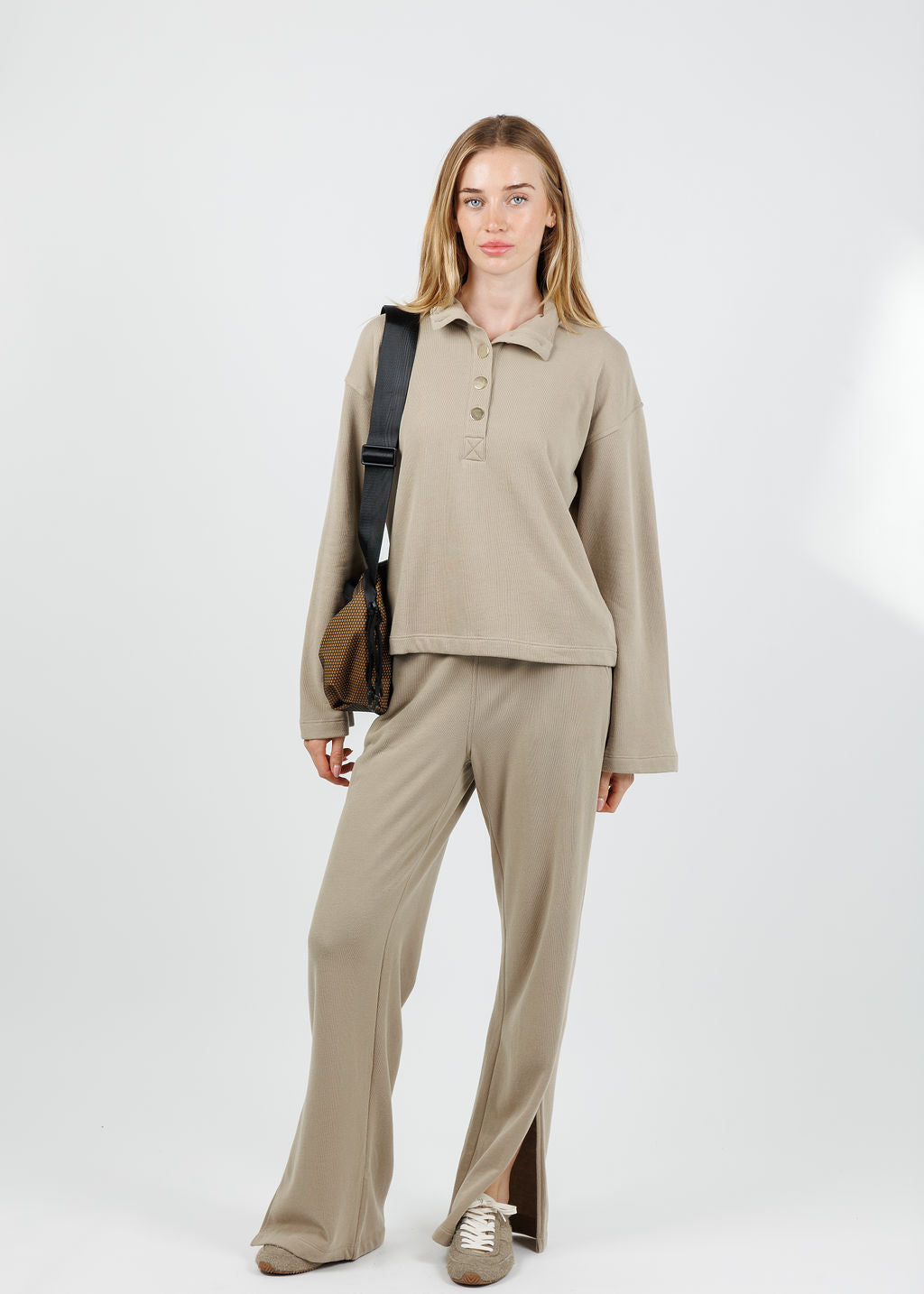 Nation Los Angeles Franz Sweatshirt and Jake Sweatpants in Vintage Khaki available at Barbara Katz