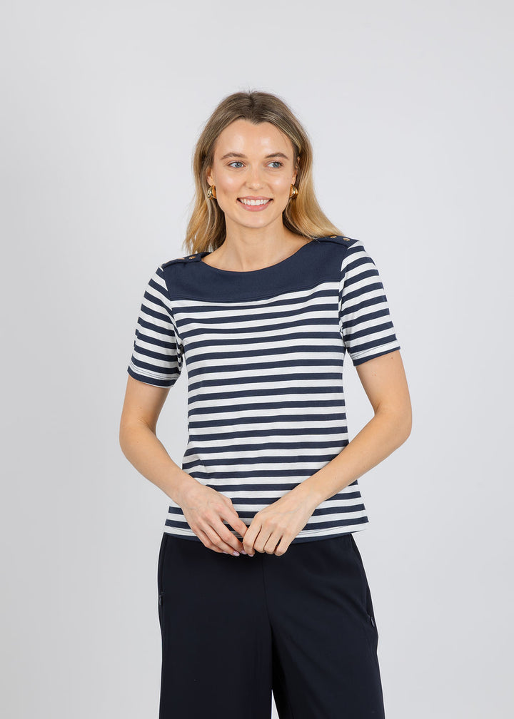 Nation Los Angeles Johnnie Tee in Seascape Stripe available at Barbara Katz
