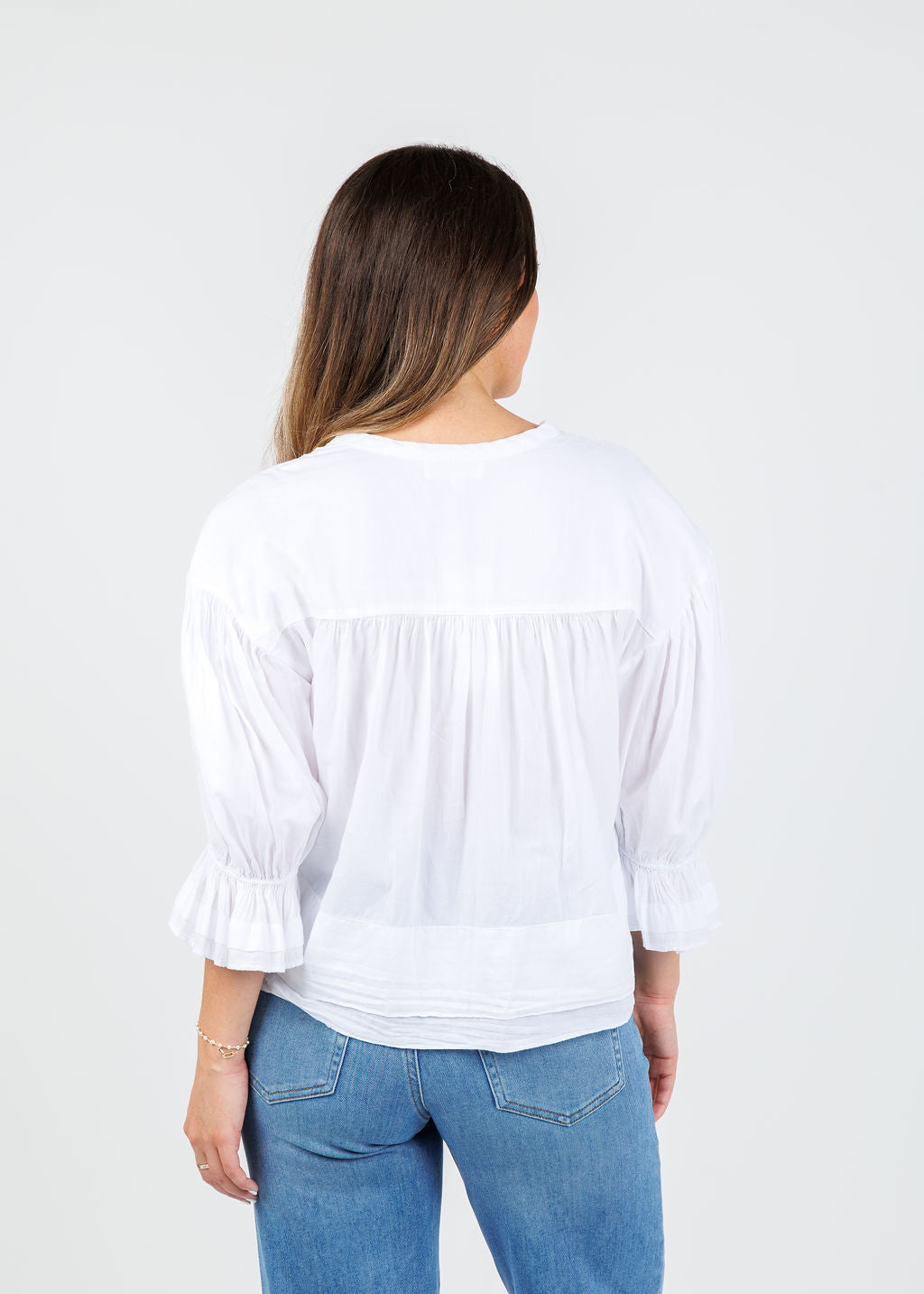 Nation Scarlet Pintuck Blouse in White available at Barbara Katz