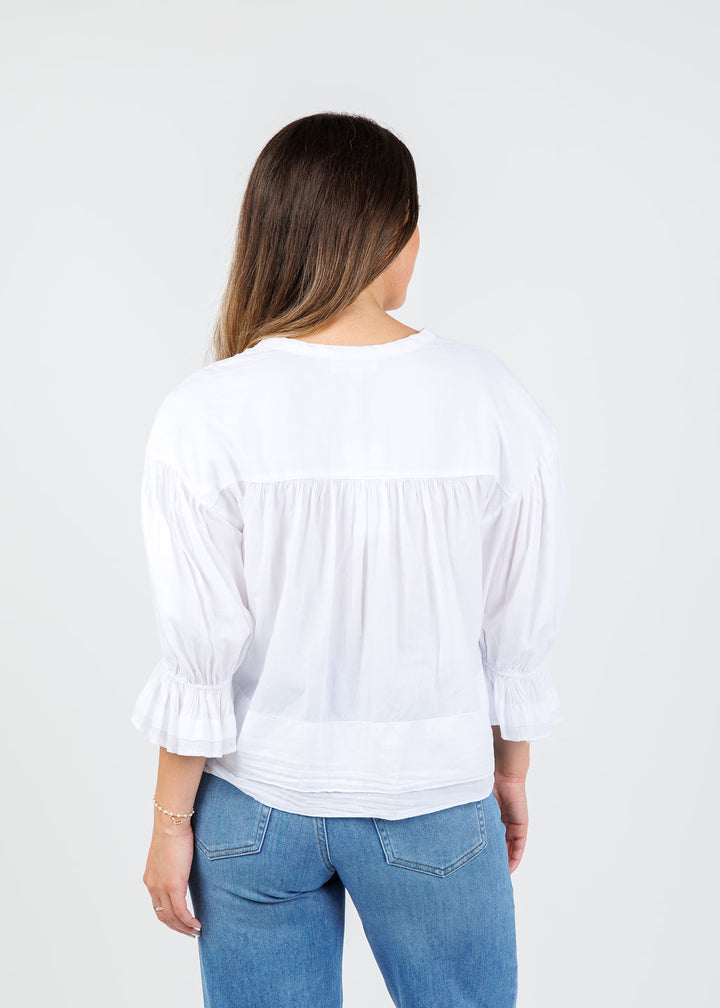 Nation Scarlet Pintuck Blouse in White available at Barbara Katz