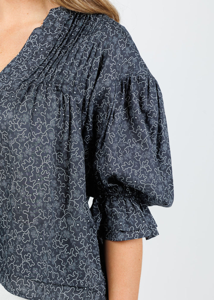 Nation Scarlet Pintuck Printed Blouse in Santa Fe Floral available at Barbara Katz