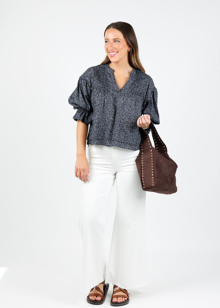 Nation Scarlet Pintuck Printed Blouse in Santa Fe Floral available at Barbara Katz