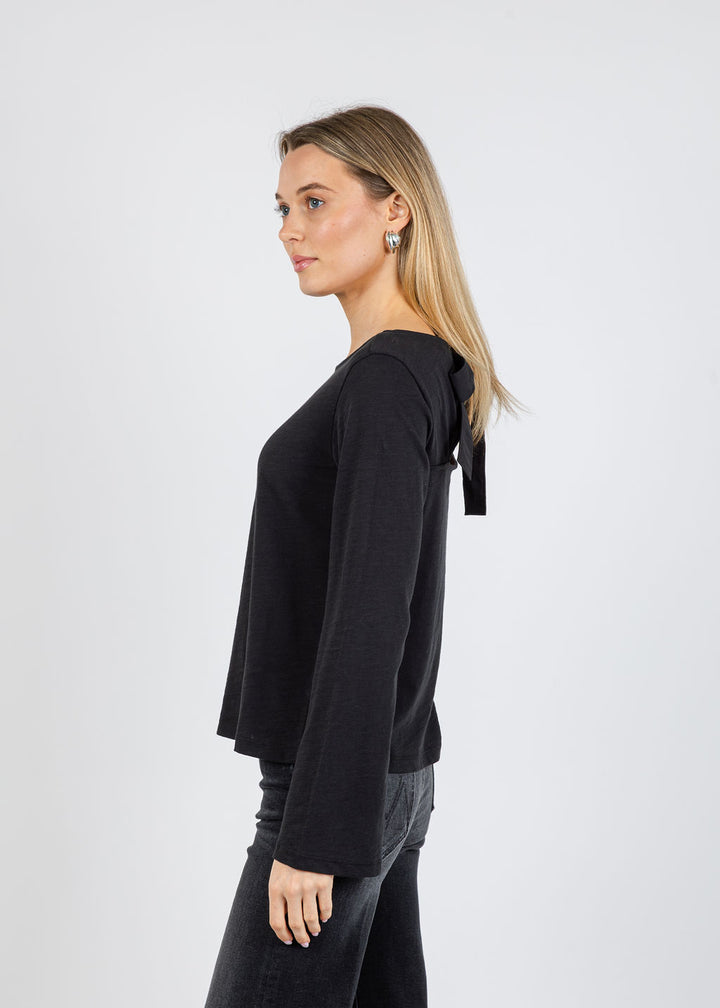 Nation Los Angeles Tavin Tie Back Top in Jet Black available at Barbara Katz