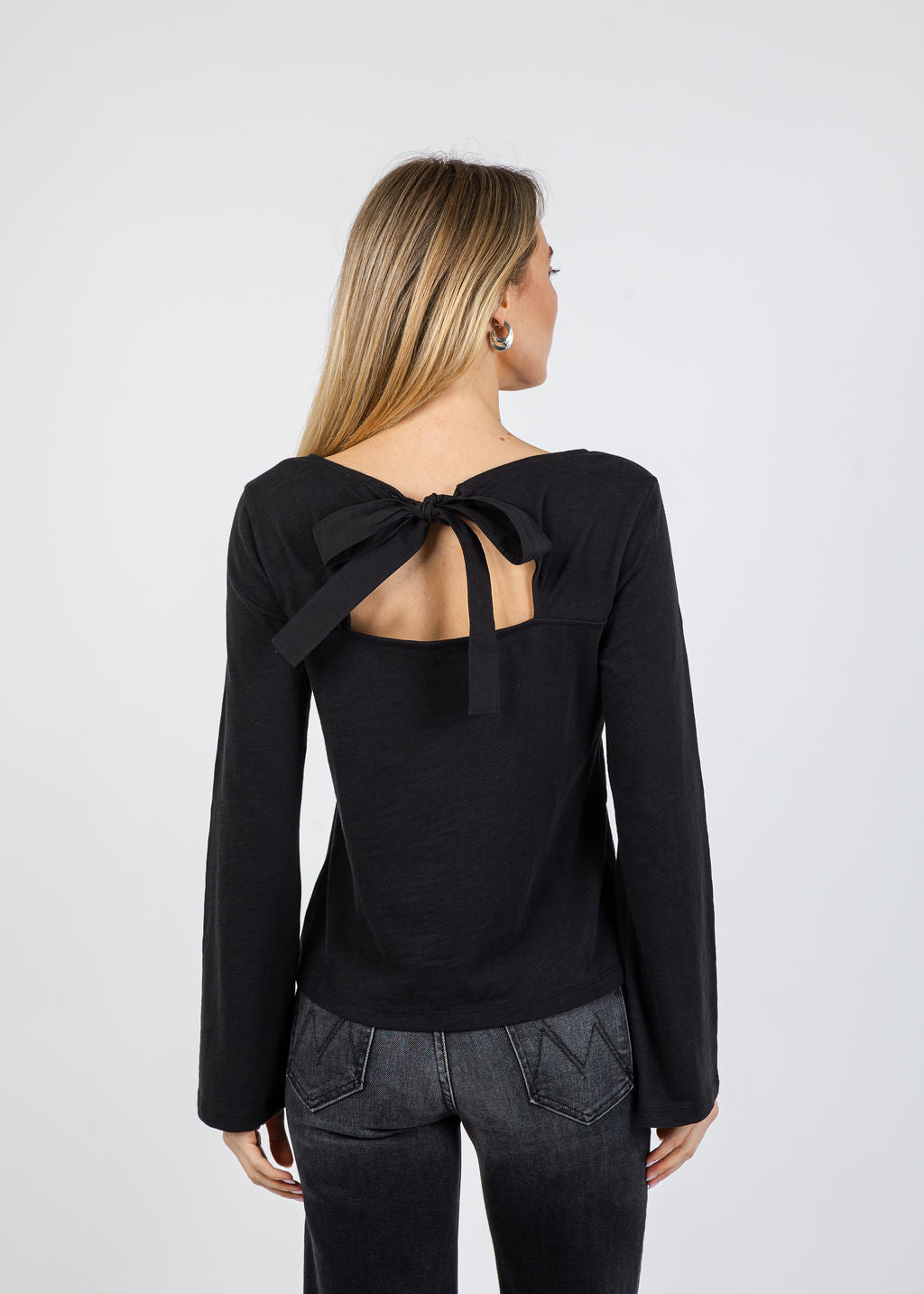 Nation Los Angeles Tavin Tie Back Top in Jet Black available at Barbara Katz