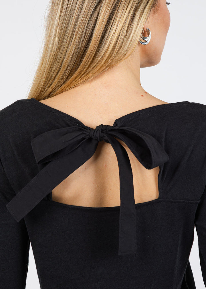 Nation Los Angeles Tavin Tie Back Top in Jet Black available at Barbara Katz