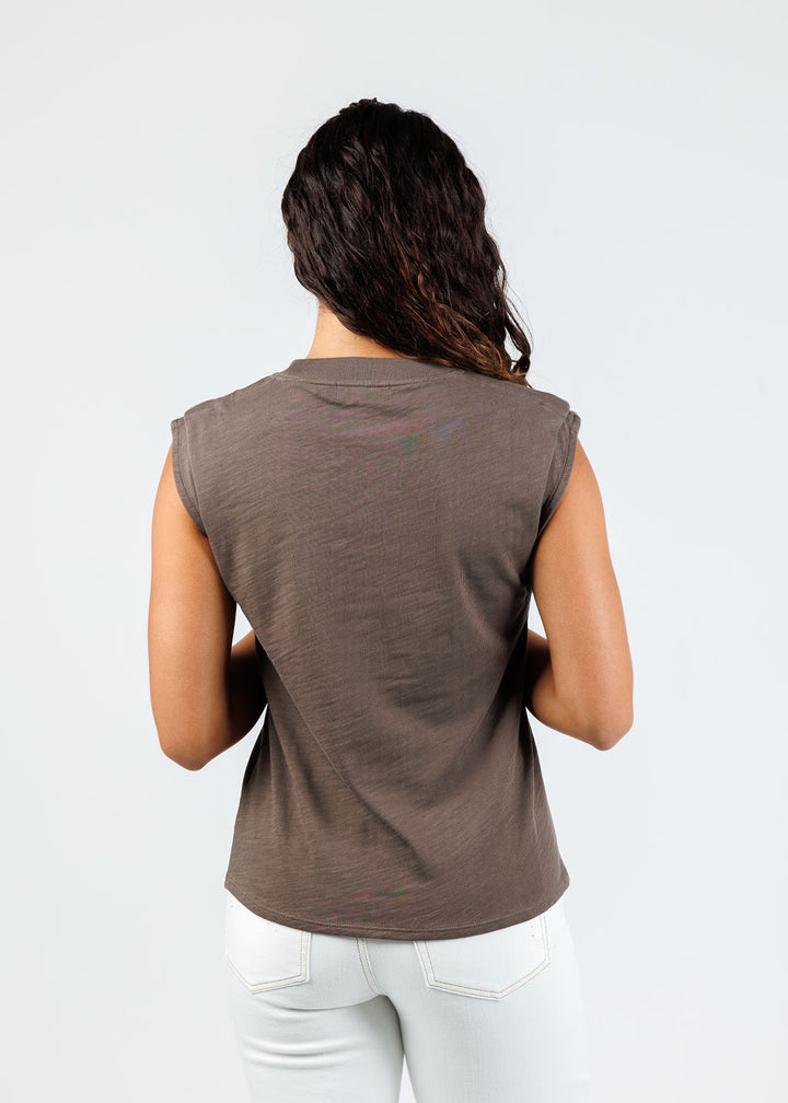 Nation Los Angeles Marina Muscle Tee in Espresso available at Barbara Katz