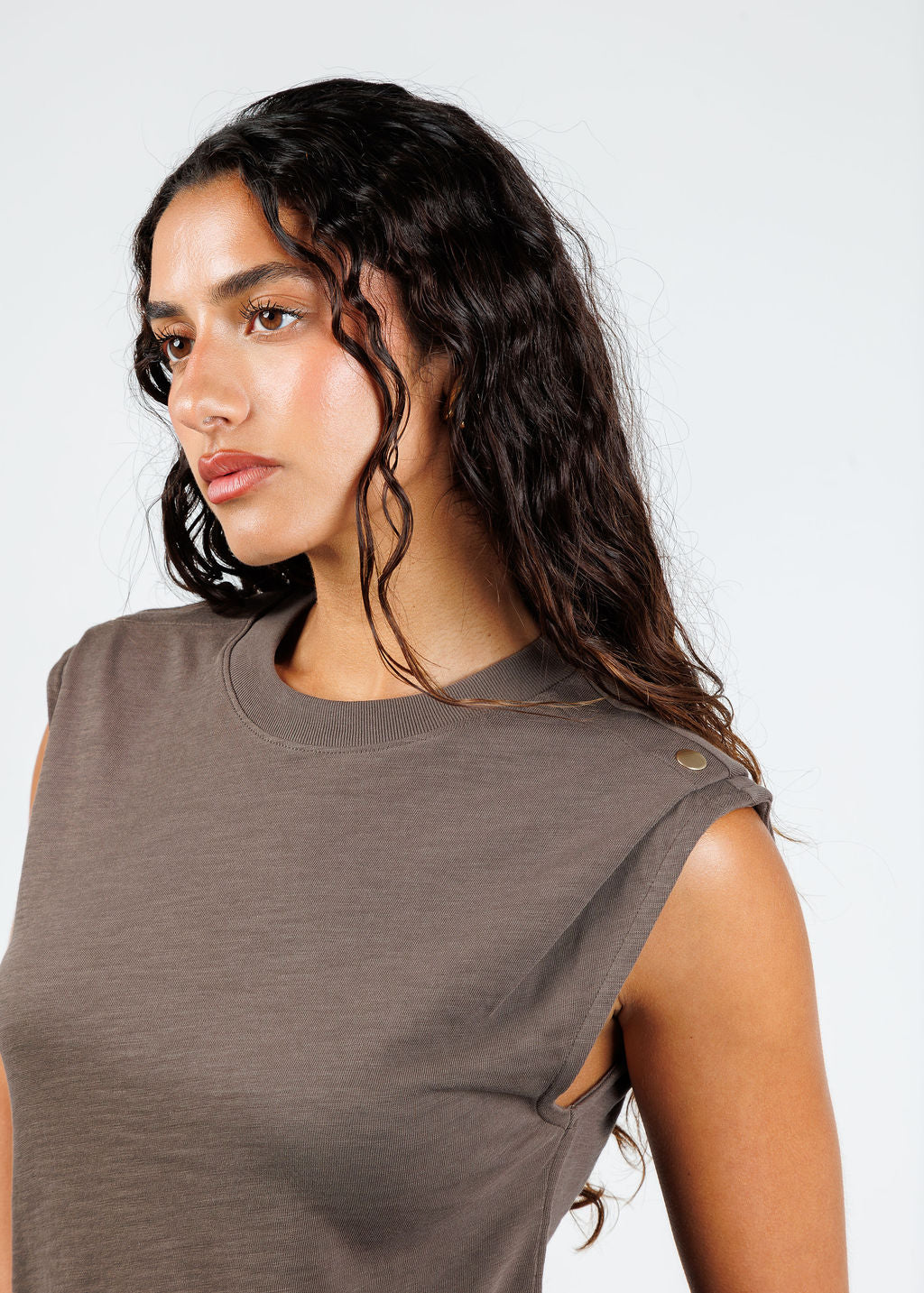 Nation Los Angeles Marina Muscle Tee in Espresso available at Barbara Katz