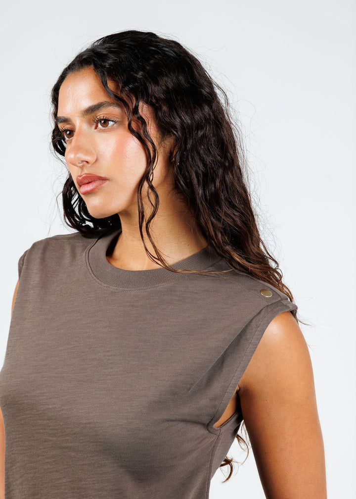 Nation Los Angeles Marina Muscle Tee in Espresso available at Barbara Katz