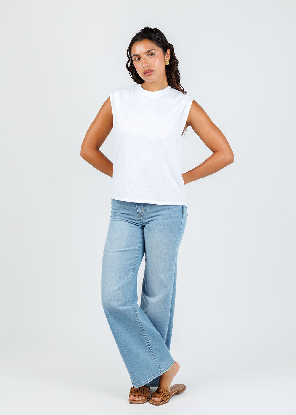 Nation Los Angeles Marina Muscle Tee in Optic White available at Barbara Katz