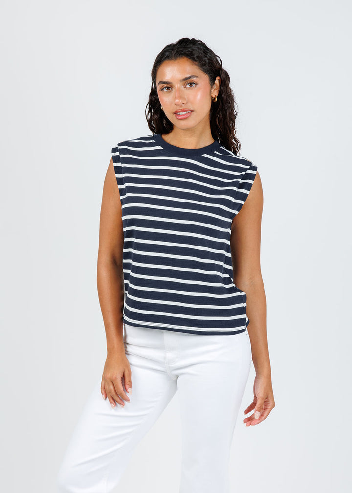 Nation Los Angeles Marina Muscle Tee in Playa Stripe available at Barbara Katz