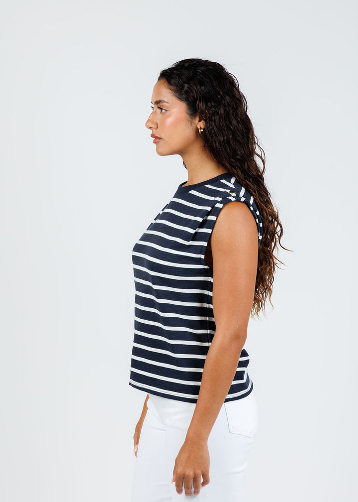 Nation Los Angeles Marina Muscle Tee in Playa Stripe available at Barbara Katz