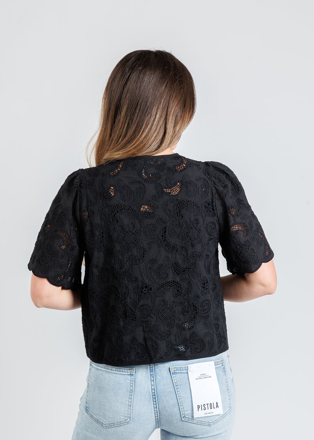 Nation Los Angeles Rosalyn Tie Front Top in Jet Black available at Barbara Katz