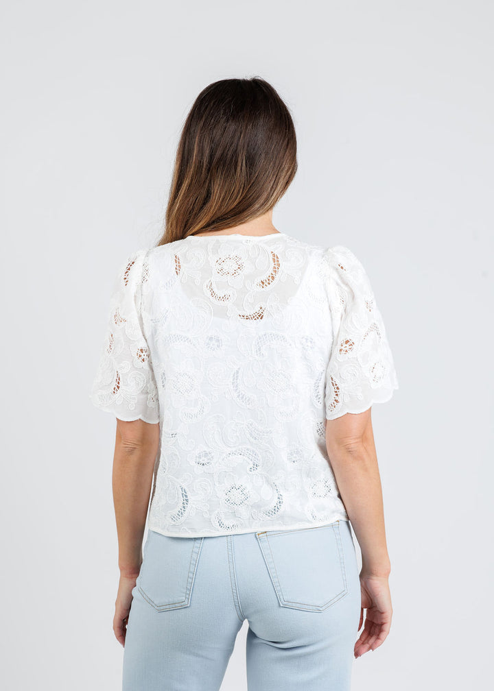 Nation Los Angeles Rosalyn Tie Front Top in White available at Barbara Katz