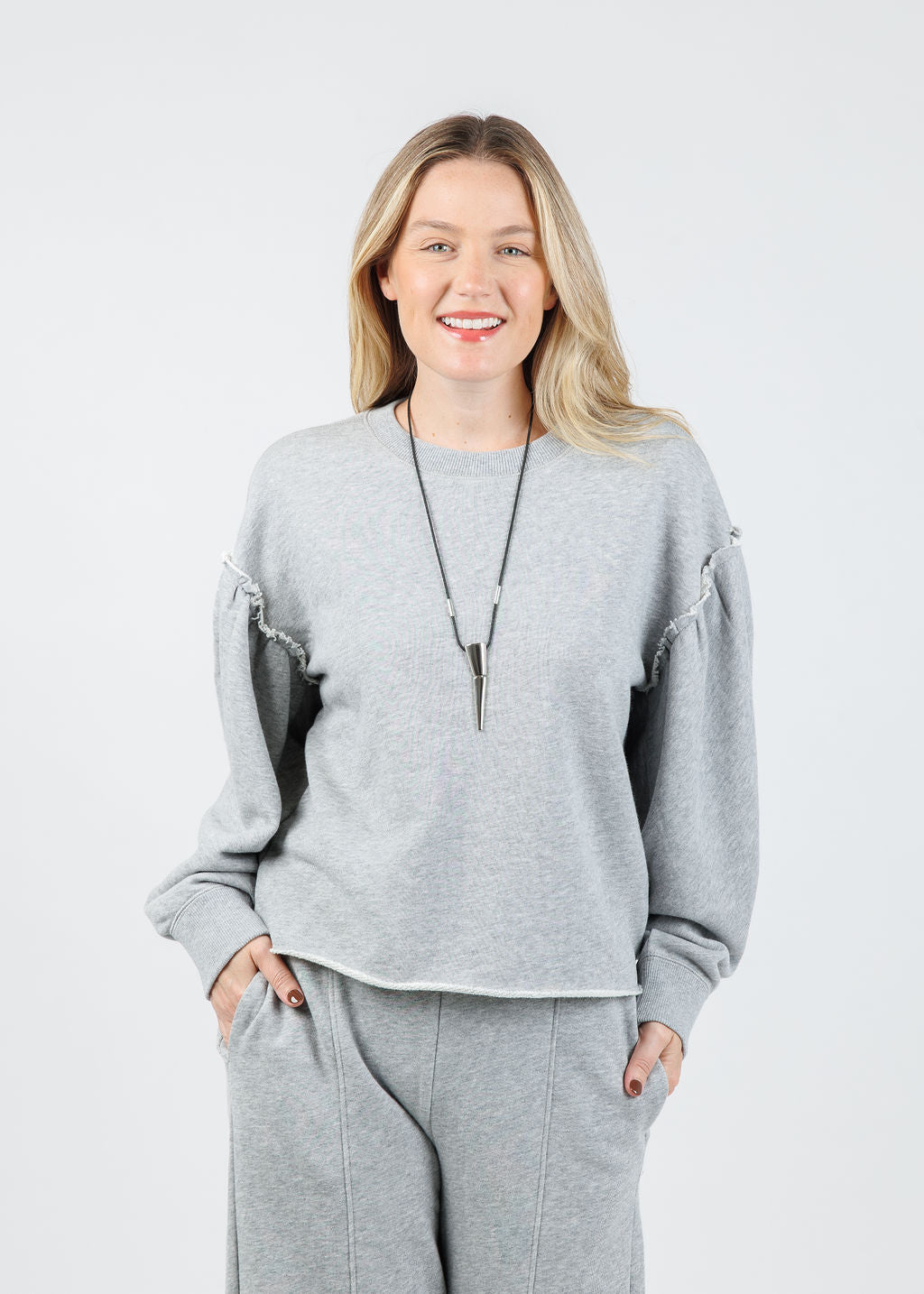 Nation Shane Sweatshirt in Heather Grey available at Barbara Katz