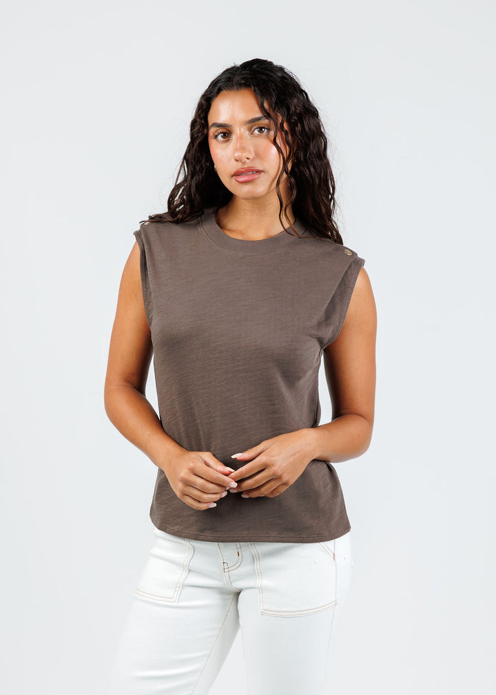 Nation Los Angeles Marina Muscle Tee in Espresso available at Barbara Katz