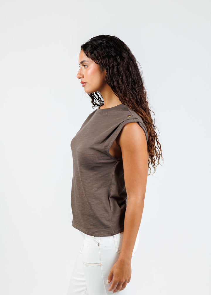 Nation Los Angeles Marina Muscle Tee in Espresso available at Barbara Katz