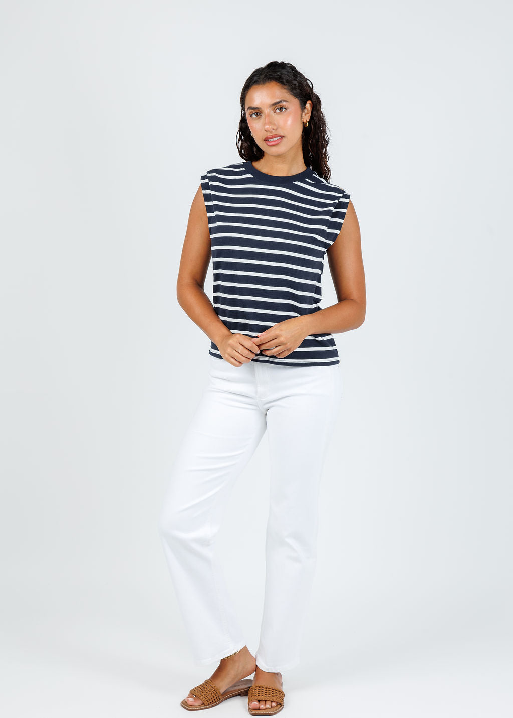 Nation Los Angeles Marina Muscle Tee in Playa Stripe available at Barbara Katz