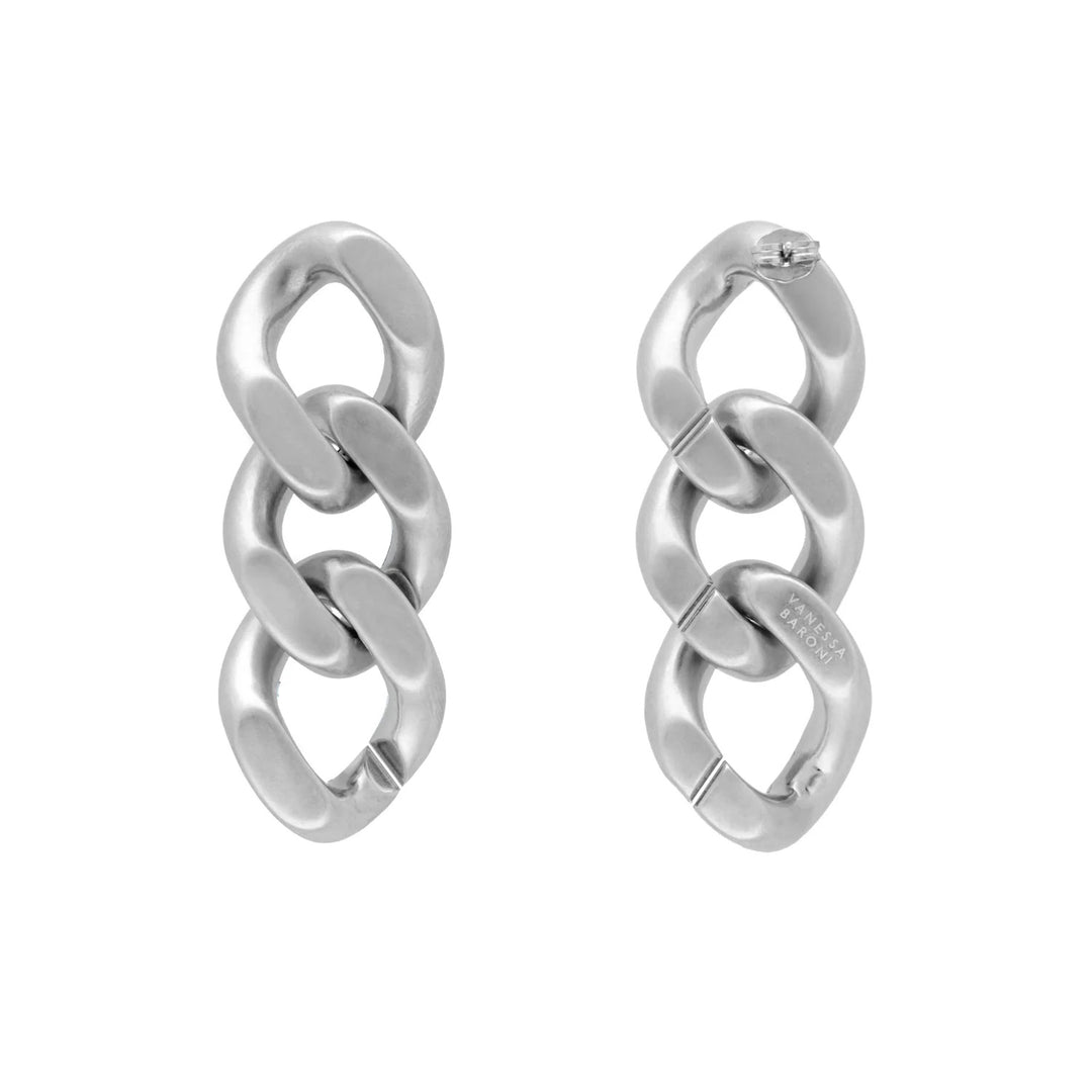 VANESSA BARONI New Flat Chain Earring - Silver Vintage