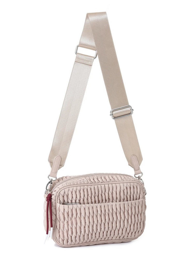 BK Noa Linen Crossbody Bag in Beige available at Barbara Katz