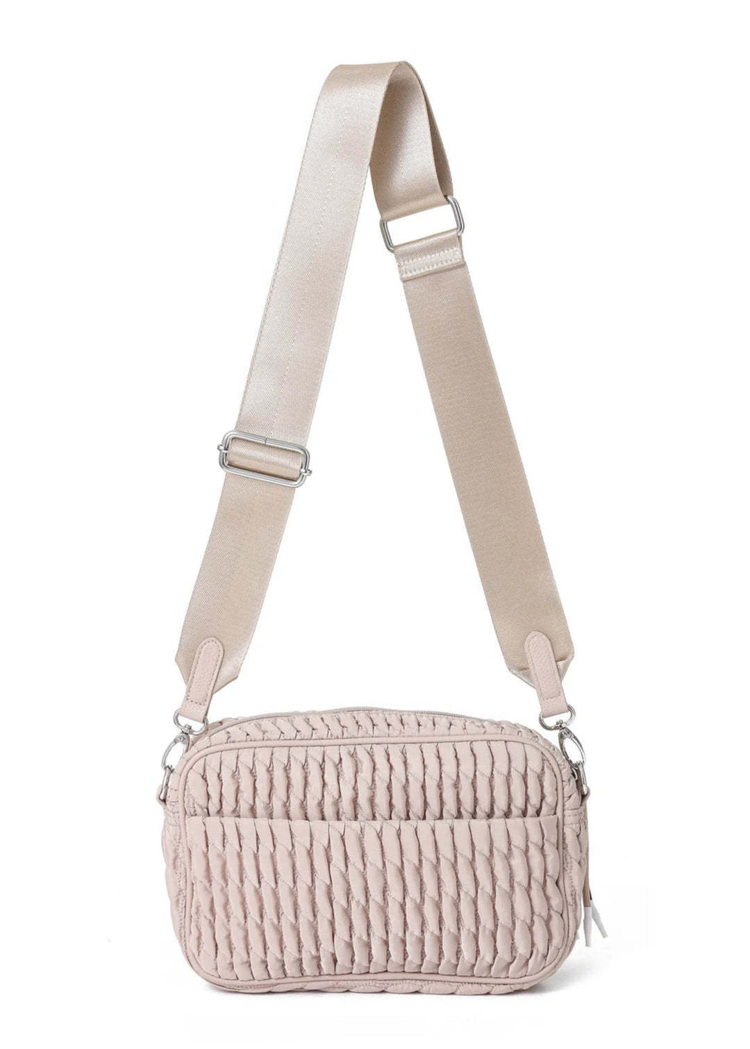 BK Noa Linen Crossbody Bag in Beige available at Barbara Katz