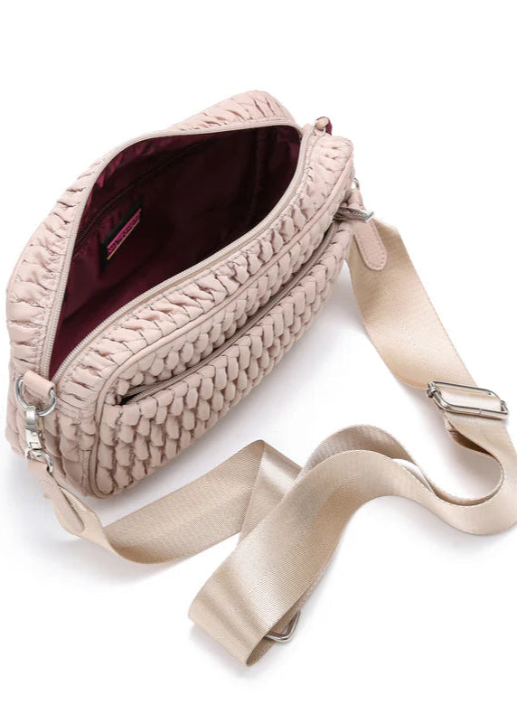 BK Noa Linen Crossbody Bag in Beige available at Barbara Katz