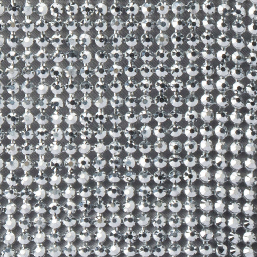 Olga Berg Ellie Crystal Mesh Handle Bag in Silver available at Barbara Katz