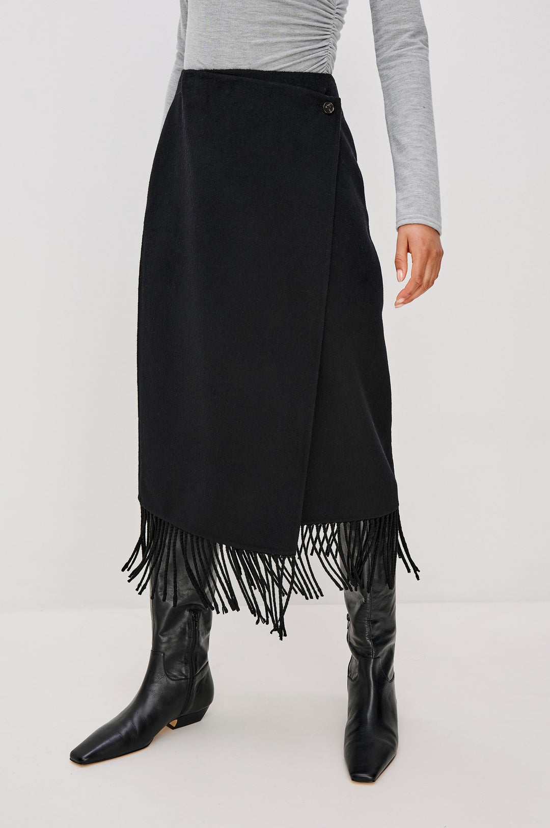 Rails Odette Fringe Skirt in Black available at Barbara Katz