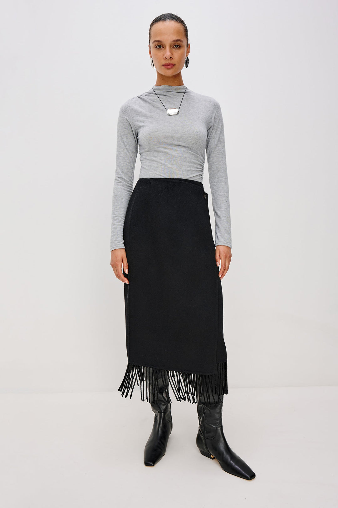 Rails Odette Fringe Skirt in Black available at Barbara Katz