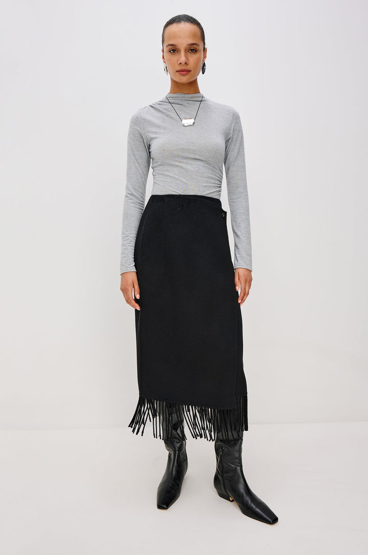 Rails Odette Fringe Skirt in Black available at Barbara Katz
