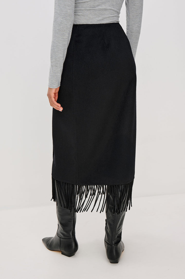 Rails Odette Fringe Skirt in Black available at Barbara Katz