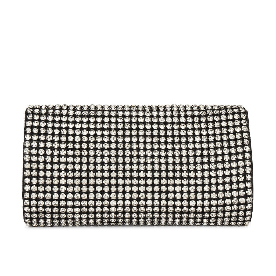 Olga Berg Mariana Crystal Clutch Bag in Black available at Barbara Katz