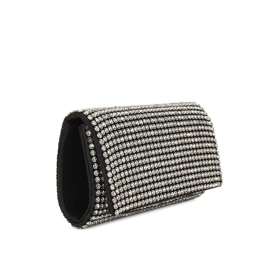 Olga Berg Mariana Crystal Clutch Bag in Black available at Barbara Katz