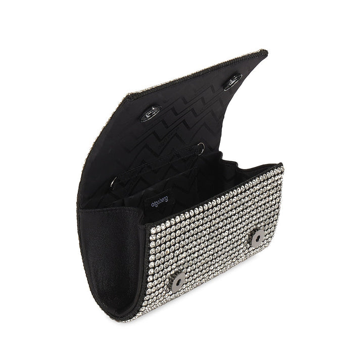 Olga Berg Mariana Crystal Clutch Bag in Black available at Barbara Katz