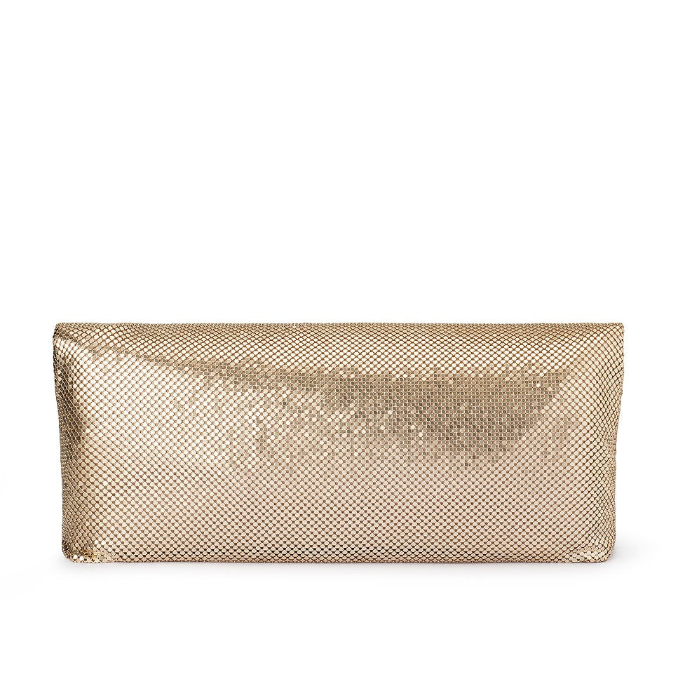 Olga Berg Clem Oversized Mesh Clutch Bag in Gold available at Barbara Katz