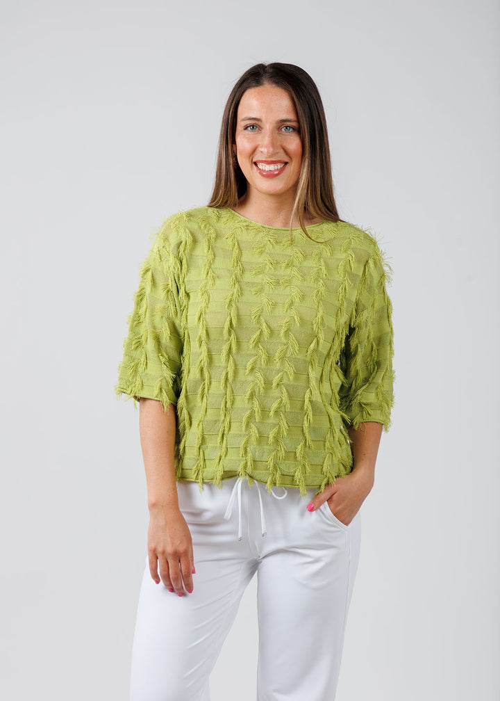 OUI Pamela Pea Green Pullover Sweater available at Barbara Katz